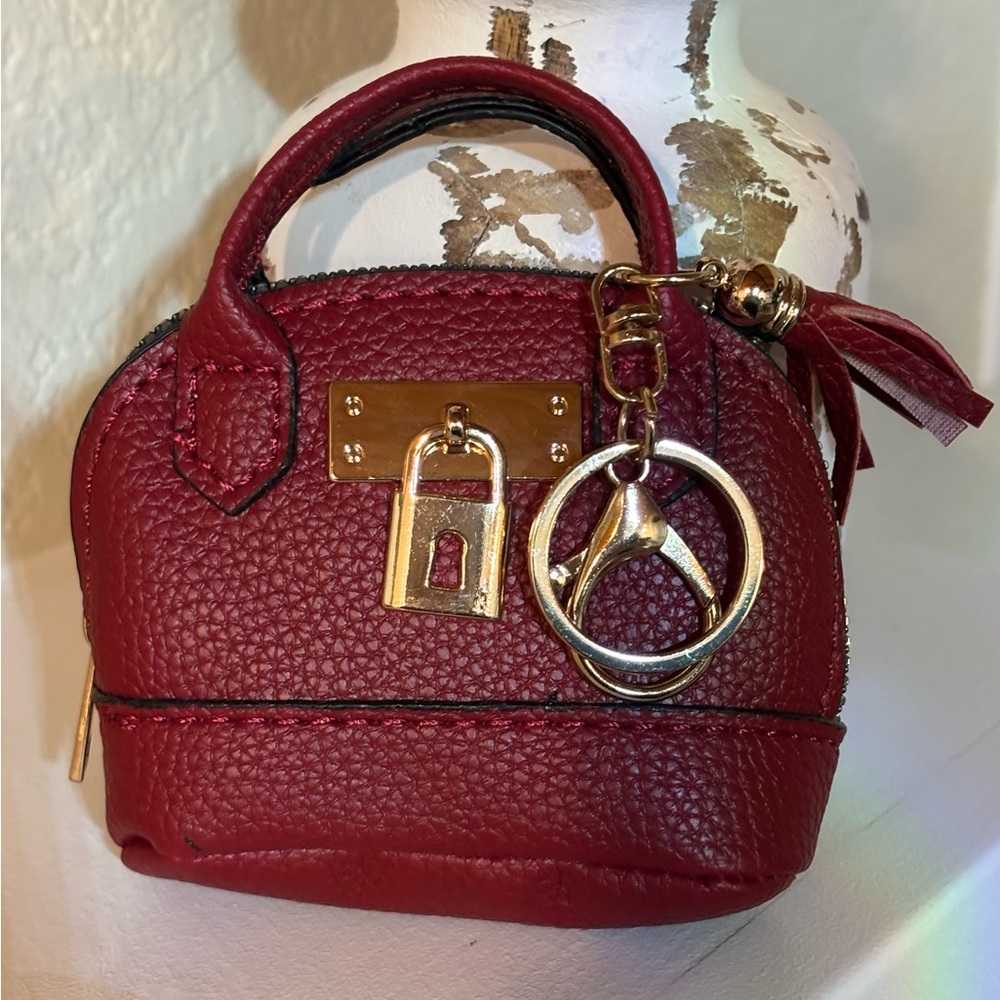 ❤️ Elegant Red Mini Bag Charm / Coin Pouch Keychain